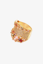 Load image into Gallery viewer, Multicolored Cubic Zirconia Textured Ring
