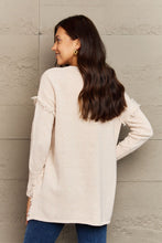 Load image into Gallery viewer, Full Size Buttoned Dropped Shoulder Raw Hem Pullover Sweater
