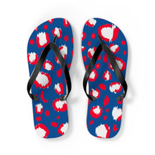 Load image into Gallery viewer, Leopard Blue July 4th Flip Flops
