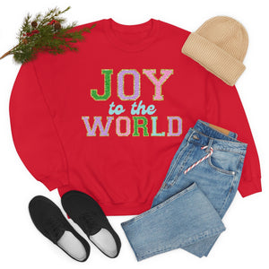 Faux Chenille Joy to the World Unisex Heavy Blend™ Crewneck Sweatshirt