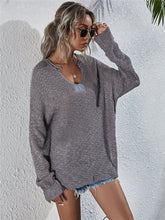 Load image into Gallery viewer, Notched Neck Slit Knit Top
