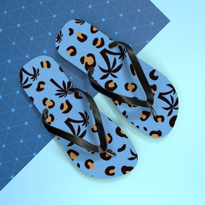 Palm Tree Blue Flip Flops