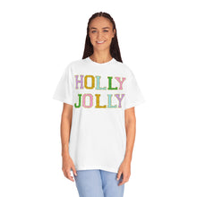 Load image into Gallery viewer, Faux Chenille Letters Holly Jolly Unisex Garment-Dyed T-shirt
