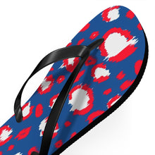 Load image into Gallery viewer, Leopard Blue July 4th Flip Flops
