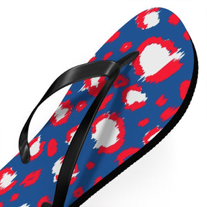 Leopard Blue July 4th Flip Flops