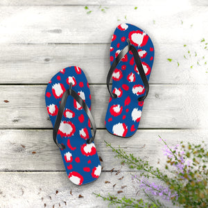 Leopard Blue July 4th Flip Flops