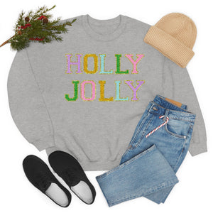 Faux Chenille Holly Jolly Unisex Heavy Blend™ Crewneck Sweatshirt