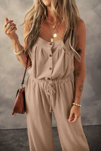 Load image into Gallery viewer, Waffle-Knit Drawstring Wide Strap Jumpsuit
