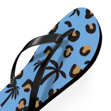 Load image into Gallery viewer, Palm Tree Blue Flip Flops
