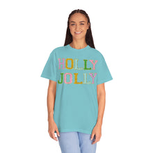 Load image into Gallery viewer, Faux Chenille Letters Holly Jolly Unisex Garment-Dyed T-shirt
