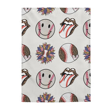 Load image into Gallery viewer, Smiley Baseball Stadium Velveteen Plush Blanket
