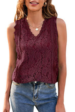 Load image into Gallery viewer, Lace V-Neck Tank
