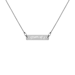 Mom of 1 Mother’s Day Engraved Silver Bar Chain Necklace