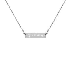 Girl Mama Mothers Day Engraved Silver Bar Chain Necklace