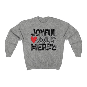 Joyful Jolly Merry Black Font Unisex Heavy Blend™ Crewneck Sweatshirt