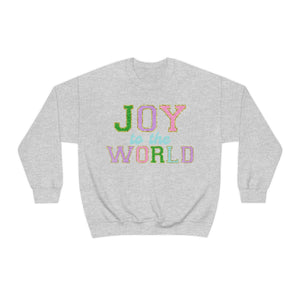 Faux Chenille Joy to the World Unisex Heavy Blend™ Crewneck Sweatshirt