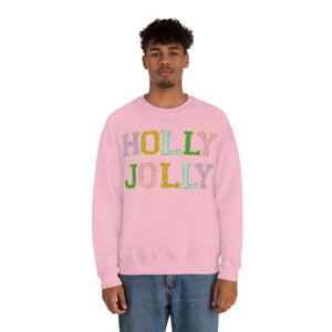 Faux Chenille Holly Jolly Unisex Heavy Blend™ Crewneck Sweatshirt