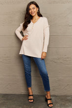 Load image into Gallery viewer, Full Size Buttoned Dropped Shoulder Raw Hem Pullover Sweater
