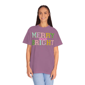 Faux Chenille Merry and Bright Comfort Colors Unisex Garment-Dyed T-shirt