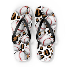 Load image into Gallery viewer, Leopard Baseball Flip Flops
