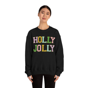 Faux Chenille Holly Jolly Unisex Heavy Blend™ Crewneck Sweatshirt