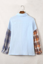 Load image into Gallery viewer, Plaid Color Block Textured Drop Shoulder Shirt Jacket
