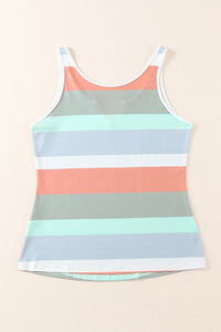 Striped Notched Neck Tank