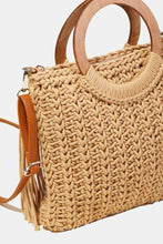 Load image into Gallery viewer, Fame Crochet Knit Convertible Tote Bag with Tassel
