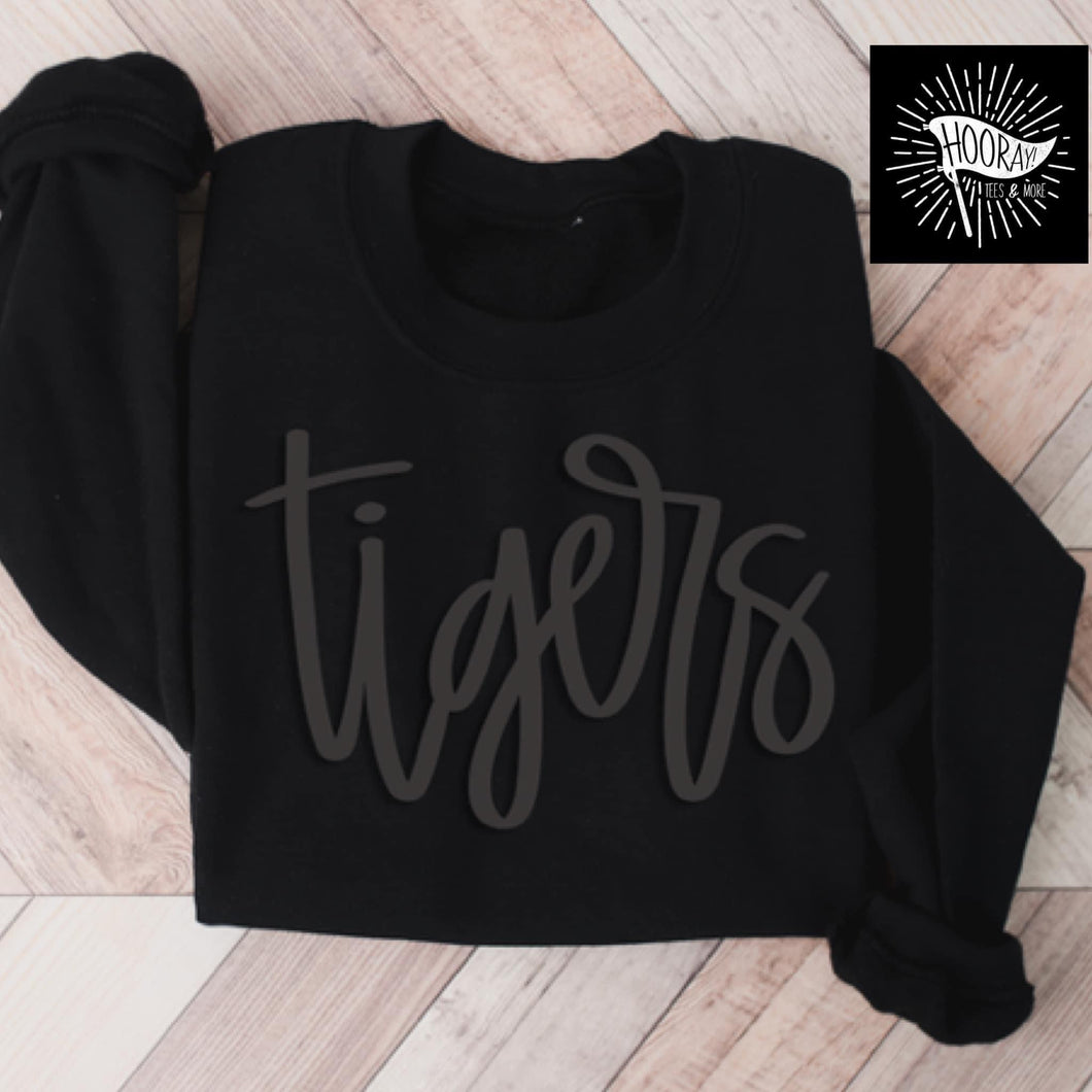 Puffy Black on Black Tigers Sweatshirt