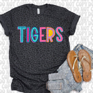 Leopard Colorful Letter Mascot Tee