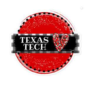 Texas Tech round Water bottle water proof Bubble-free sticker 4x4
