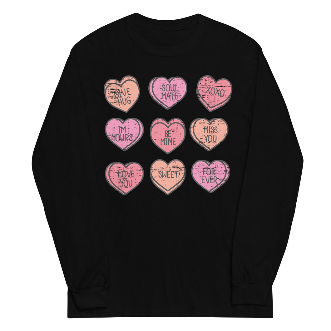 Conversation Hearts Gildan Long Sleeve Shirt