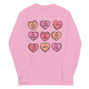 Conversation Hearts Gildan Long Sleeve Shirt