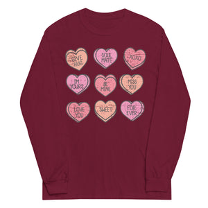 Conversation Hearts Gildan Long Sleeve Shirt