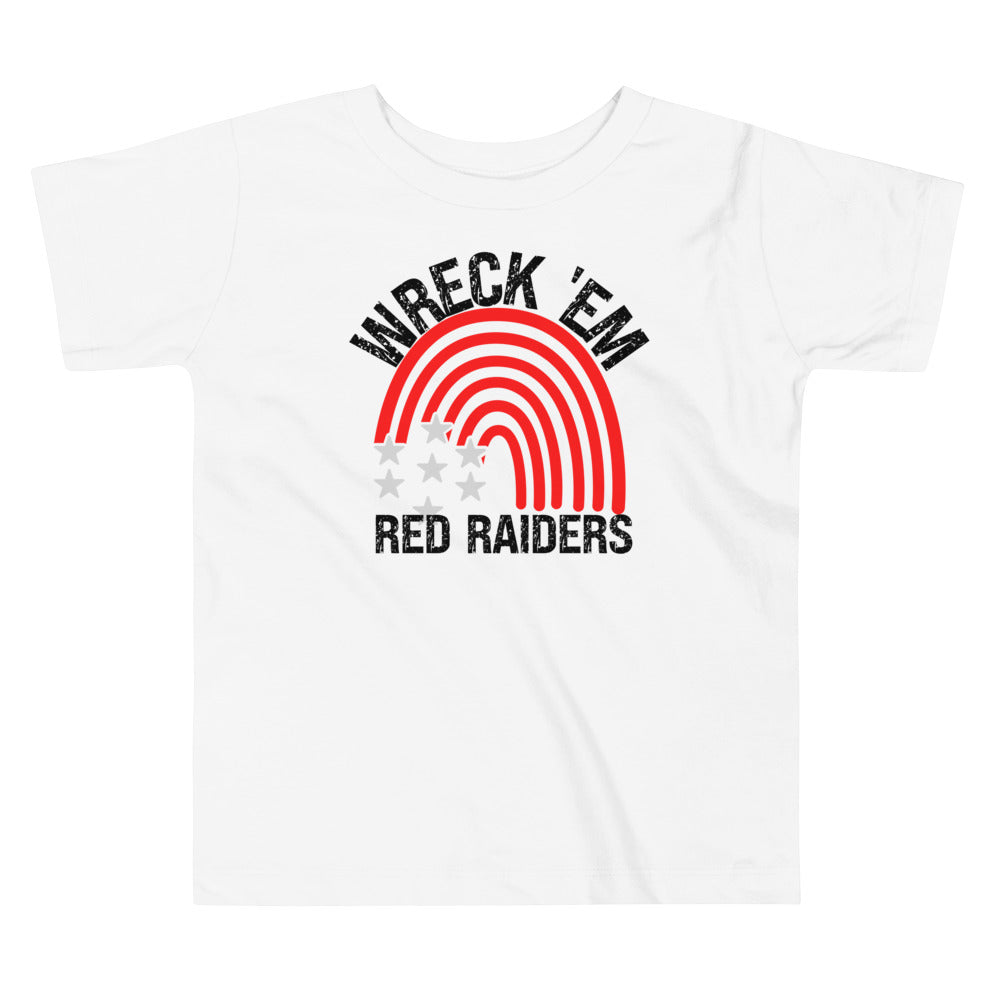 Wreck Em Red Raiders Rainbow Toddler Short Sleeve Tee