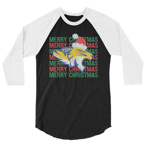 Merry Christmas Tigers 3/4 sleeve raglan shirt