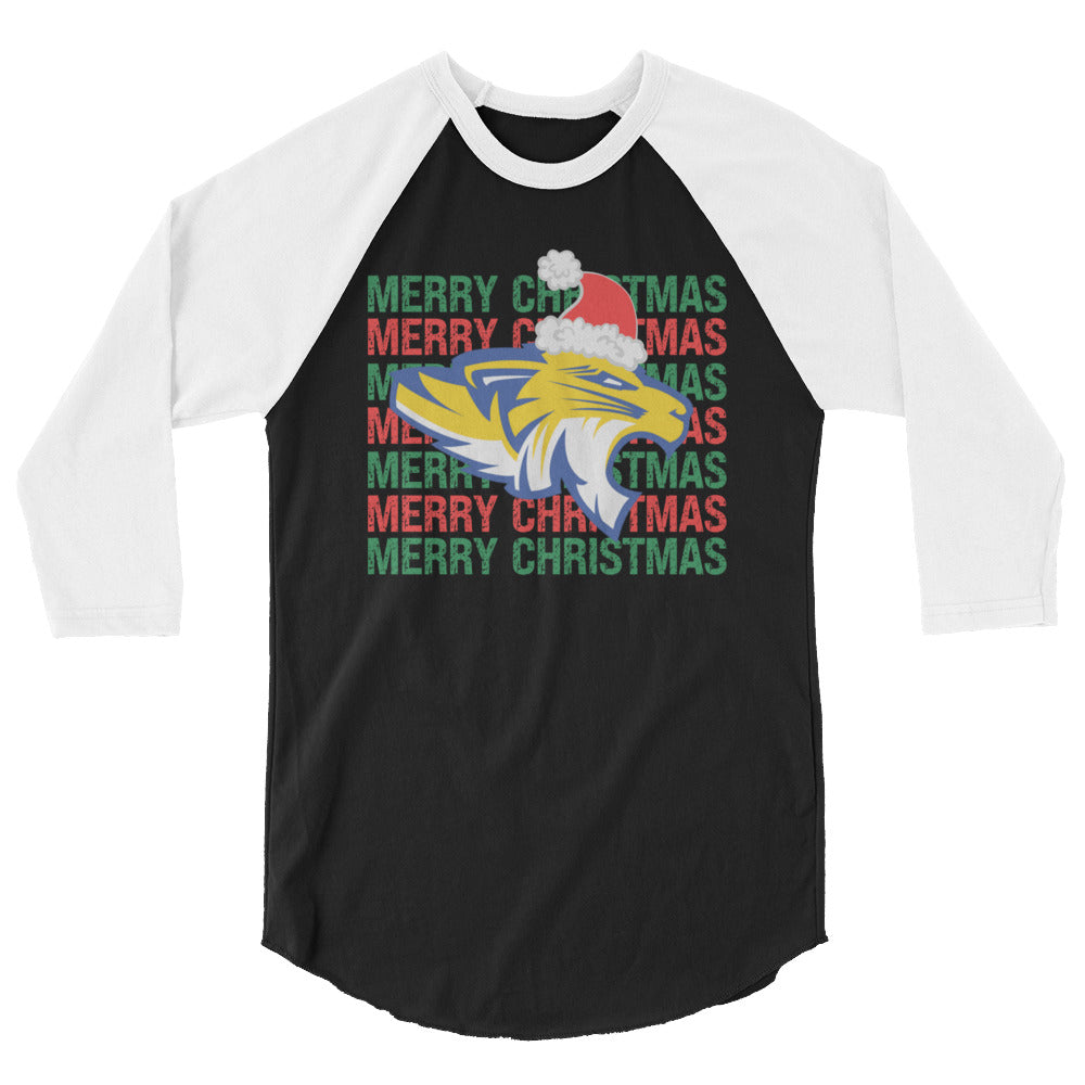 Merry Christmas Tigers 3/4 sleeve raglan shirt