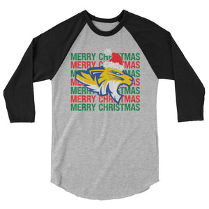 Merry Christmas Tigers 3/4 sleeve raglan shirt