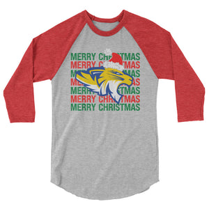 Merry Christmas Tigers 3/4 sleeve raglan shirt