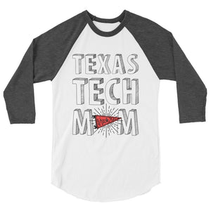 Texas Tech Mom 3/4 sleeve raglan shirt