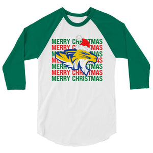 Merry Christmas Tigers 3/4 sleeve raglan shirt