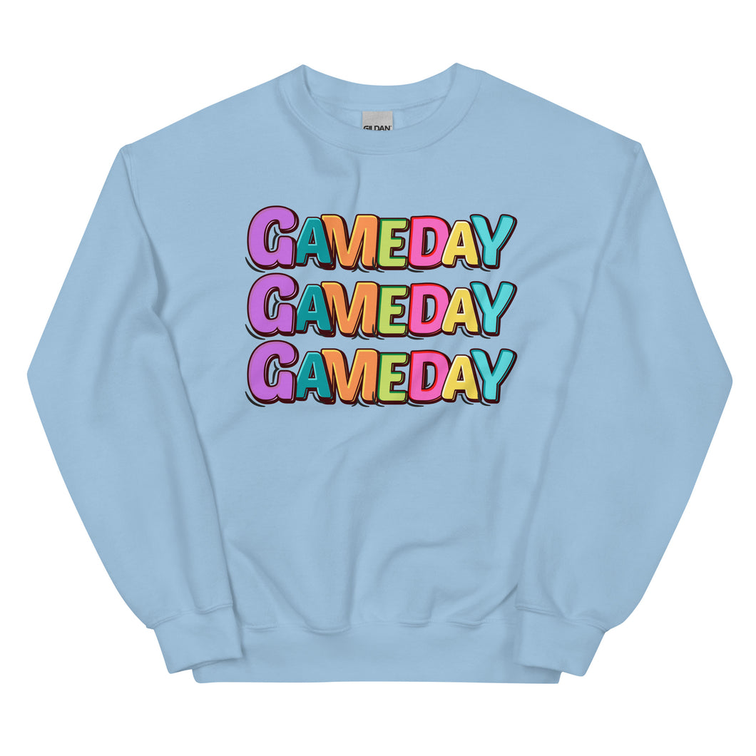 Colorful Bubble Letter Game Day Unisex Sweatshirt