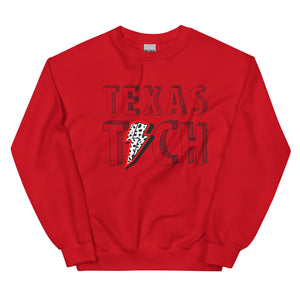 Texas Tech Black Bolt Font Unisex Sweatshirt