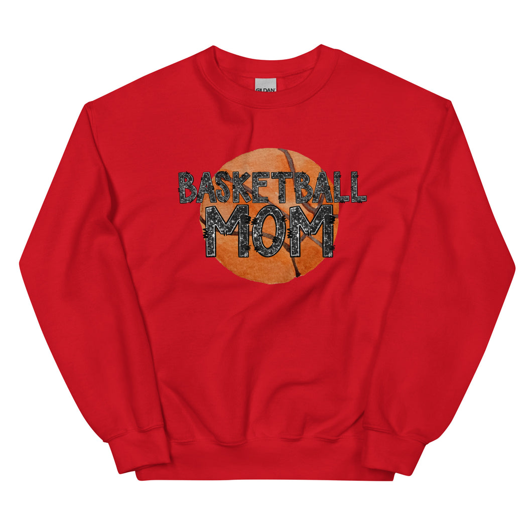 Basketball Mom Glitter Faux Letters Unisex Sweatshirt