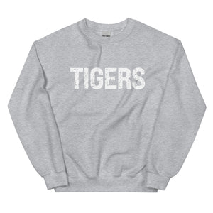 Distressed Tigers White Font Unisex Sweatshirt