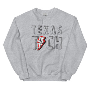 Texas Tech Black Bolt Font Unisex Sweatshirt