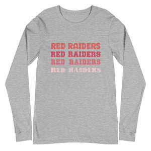 Multi Red Raiders Font Bella Canvas Unisex Long Sleeve Tee