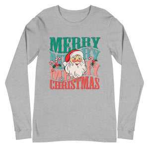 Merry Christmas Santa Head Unisex Long Sleeve Tee