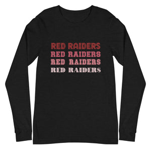 Multi Red Raiders Font Bella Canvas Unisex Long Sleeve Tee