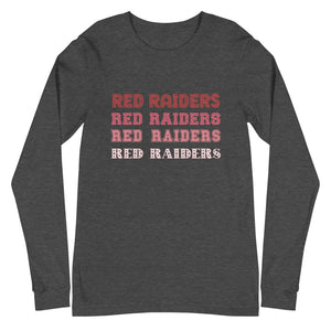 Multi Red Raiders Font Bella Canvas Unisex Long Sleeve Tee